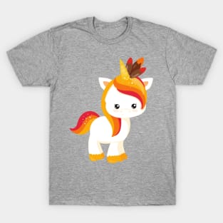 Thanksgiving Unicorn, Cute Unicorn, Feathers T-Shirt